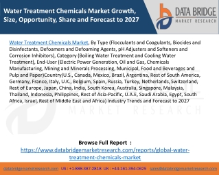 Water Treatment Chemicals Market Growth, Size, Opportunity, Share and Forecast to 2027