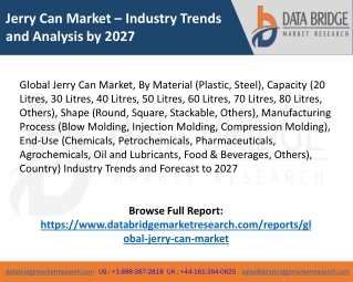 Jerry Can Market Growth, Segments, Demand and Forecast to 2027