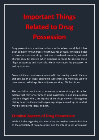 Important Things Related to Drug Possession