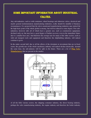 Some important information about industrial valves.