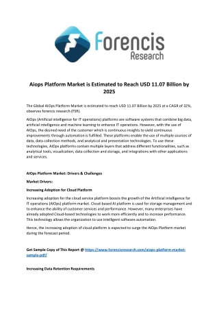 AIOps Platform Market New Business Opportunities & Investment Research Report 2027