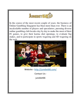 Online Gambling Company in Singapore | Junebet66.com