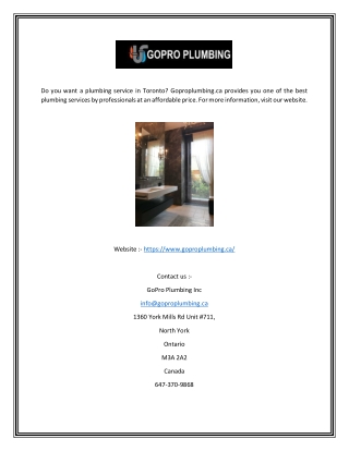 Plumbing services toronto | Goproplumbing.ca