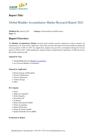 Bladder Accumulators Market Research Report 2021