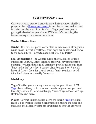 AYM FITNESS-Classes