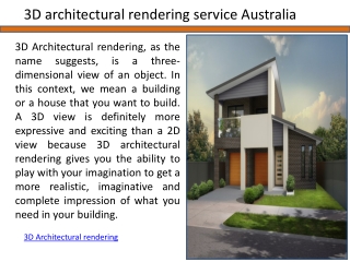 3D Architectural rendering Australia