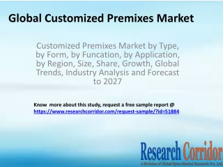 Customized Premixes Market by Type, by Form, by Funcation, by Application, by Region, Size, Share, Growth, Global Trends