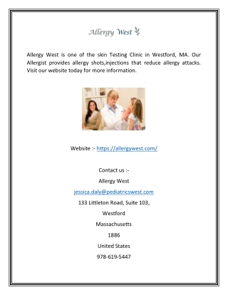 Skin Testing Clinic in Westford MA | Allergy West