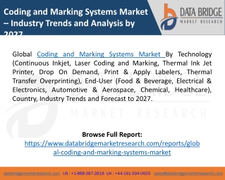 Coding and Marking Systems Market Growth, Segments, Demand and Forecast to 2027