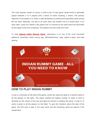 Indian Rummy Game - All You Need To Know