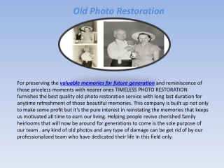 Old Photo Restoration