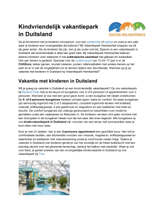 Vakantiepark Duitsland kindvriendelijk