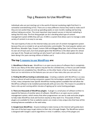 Top 5 Reasons to Use WordPress