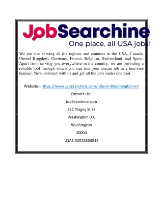 Jobs in Bloomington In | JobSearchine.com