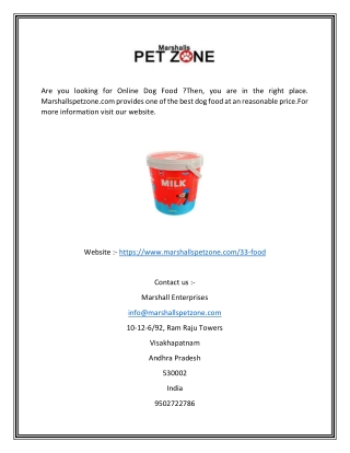 Dog Food Online | Marshallspetzone