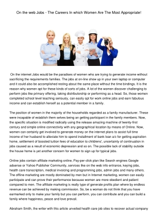 OnthewebJobs-TheCareersWherebyWomenAreBestSuited
