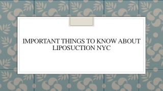 Important Things To Know About Liposuction NYC