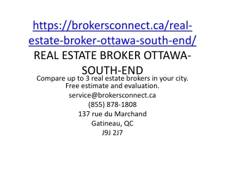 REAL ESTATE BROKER OTTAWA-SOUTH-END