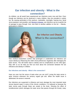 Ear infection and obesity - What is the connection?