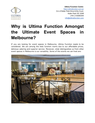 Why is Ultima Function Amongst the Ultimate Event Spaces in Melbourne?
