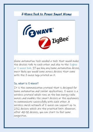 Z-Wave: Tech to Power Smart Home