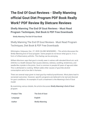 The End Of Gout