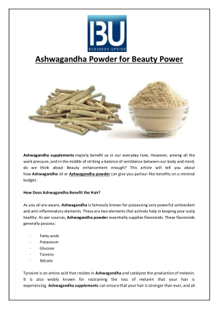 Ashwagandha Powder for Beauty Power