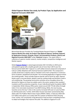 Global Gypsum Market Analysis, Application & Forecast to 2027