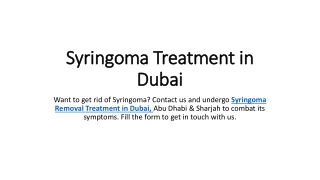 Syringoma Treatment in Dubai