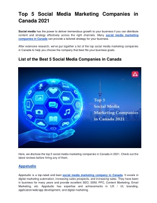 Top 5 Social Media Marketing Companies in Canada 2021