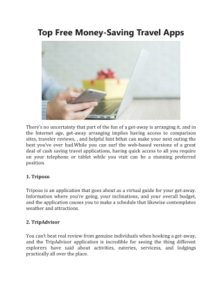 Top Free Money-Saving Travel Apps