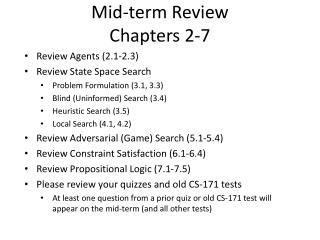 Mid-term Review Chapters 2-7
