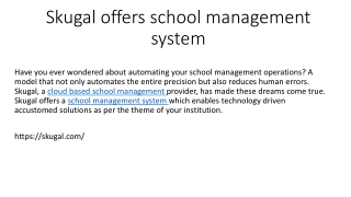 Skugal offers school management system