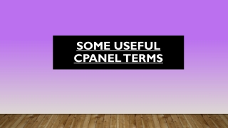 Some Useful cPanel Terms