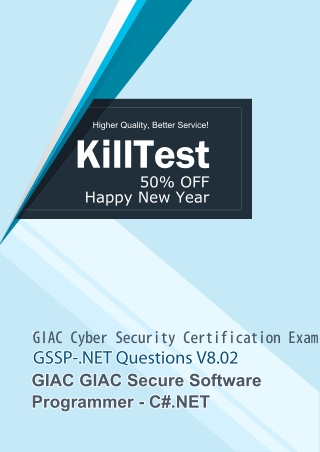 GIAC Secure Software Programmer - C#.NET GSSP-.NET V8.02 Study Guide Killtest