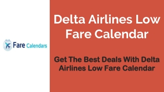 Delta Airlines Low Fare Calendar