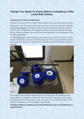 ptfe lined valves manufacturers