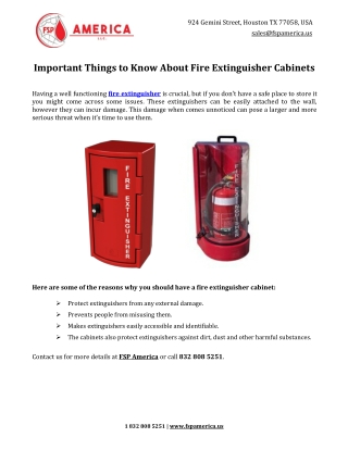 Important Things to Know About Fire Extinguisher Cabinets