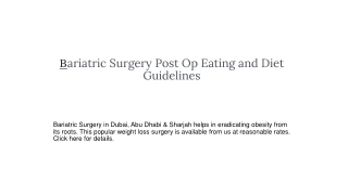 Bariatric Surgery Post Op Eating and Diet Guidelines