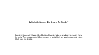Is Bariatric Surgery The Answer To Obesity?