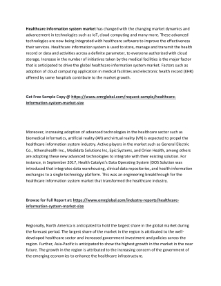Healthcare Information System Market  Size, Industry Trends, Share and Forecast 2019-2025