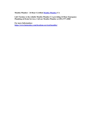 Menifee Plumber - 24 Hour Certified Menifee Plumber CA