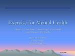 Exercise for Mental Health