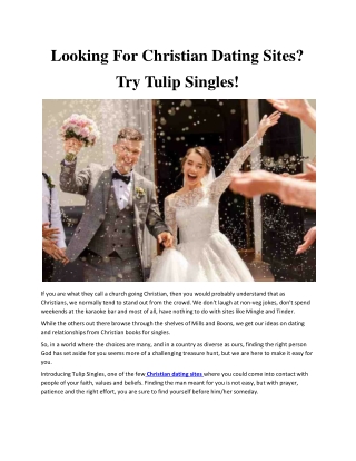 Looking For Christian Dating Sites? Try Tulip Singles!