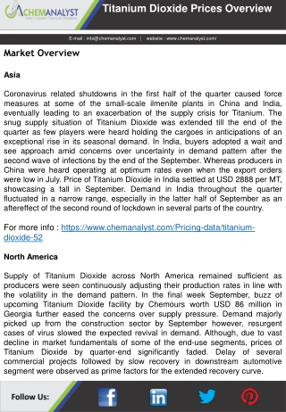Titanium Dioxide (TiO2) Pricing, Database, Market & Analysis | ChemAnalyst