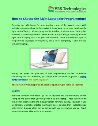 How to Choose the Right Laptop for Programming?