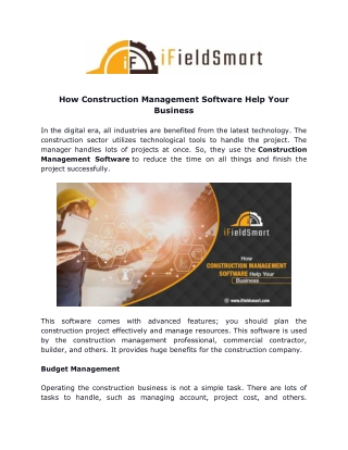 How Construction Management Software Help Your Business