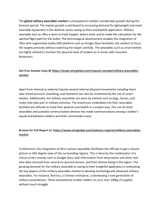 Global Military Wearables Market  Size, Growth | Industry Analysis and Forecast 2019-2025