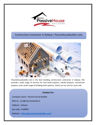 Construction Contractor in Galway | Passivehousebuilder.com