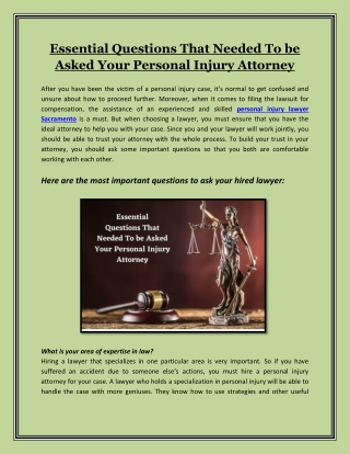 Essential Questions That Needed To be Asked Your Personal Injury Attorney